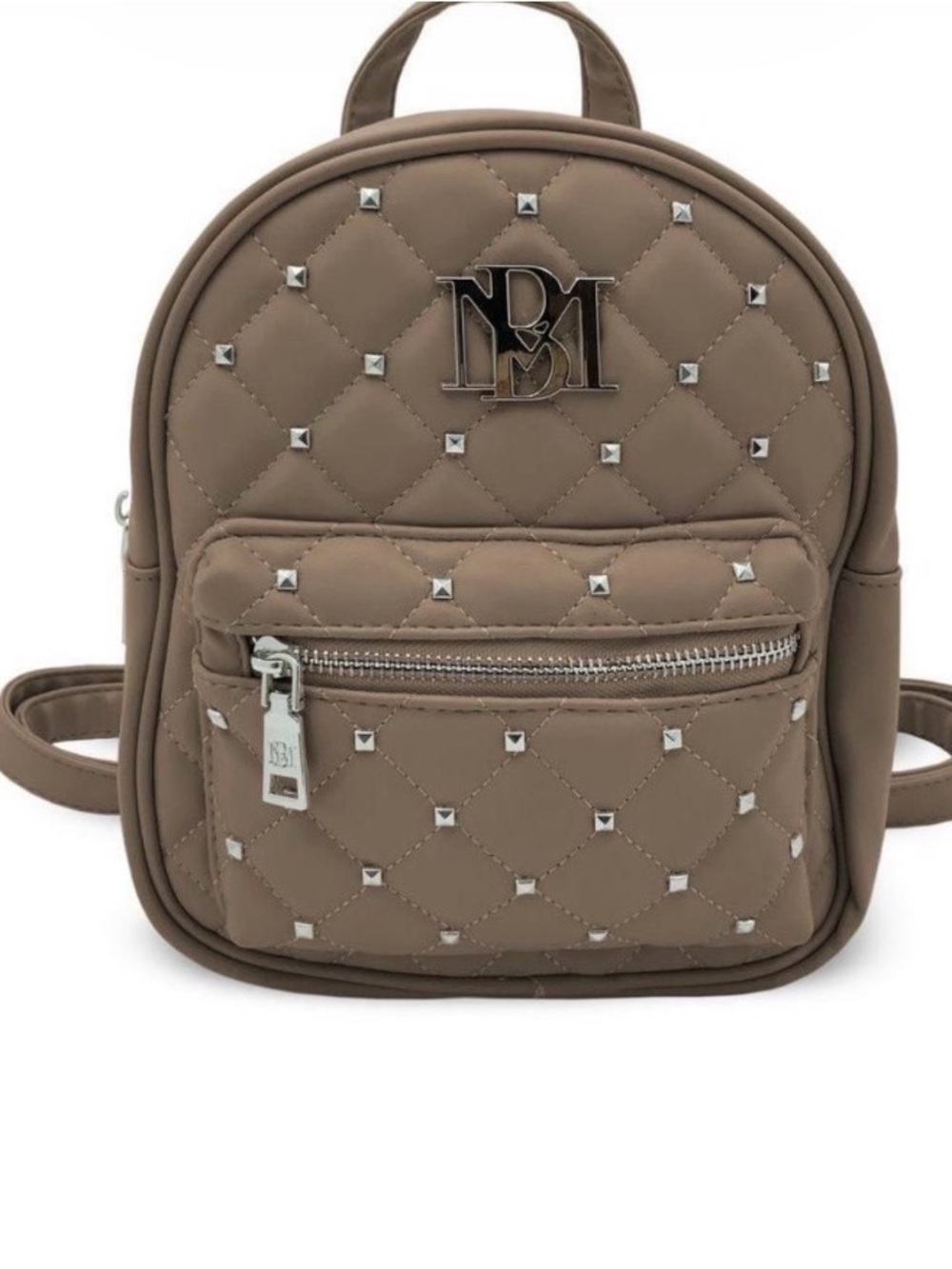 NWT Badgley Mischka Taupe Quilted Mini Backpack with Studs